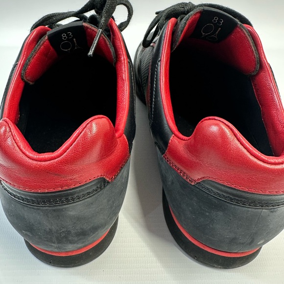 Gucci Black/Red Leather and Mesh Vintage Tennis Sneakers - Picture 7 of 9